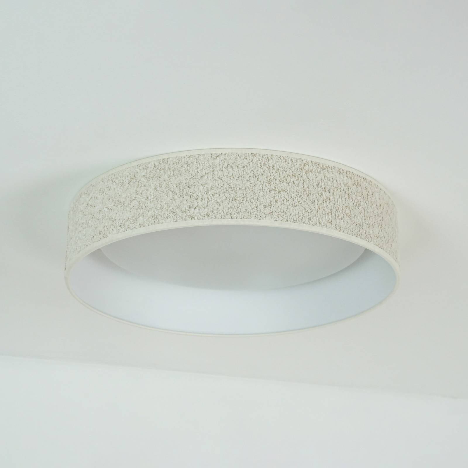 Lampa sufitowa LED Plafon, kremowy, tkanina, Ø 45 cm, ściemniany 3-stopniowo