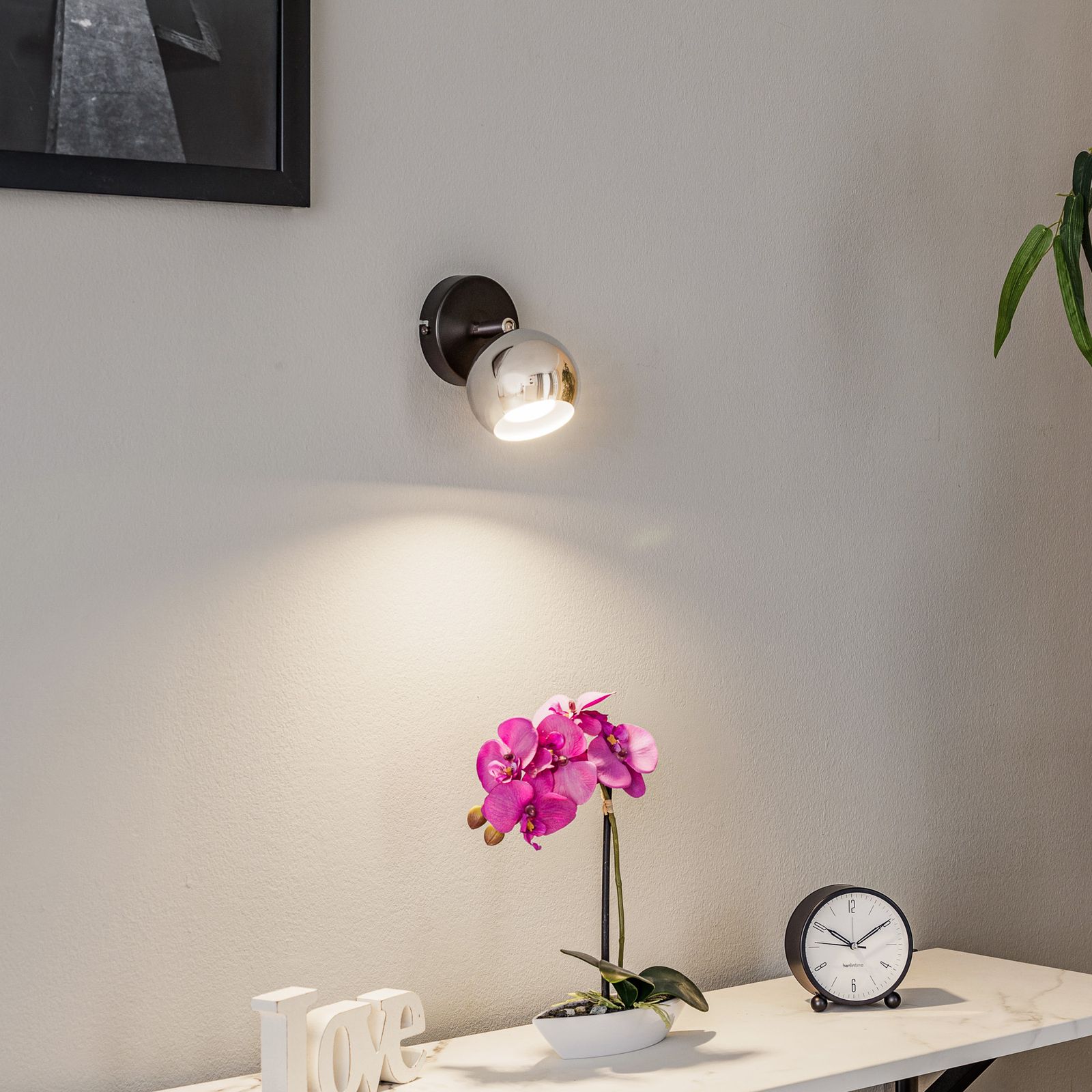 Cornet wall spotlight, 1-bulb, black/chrome