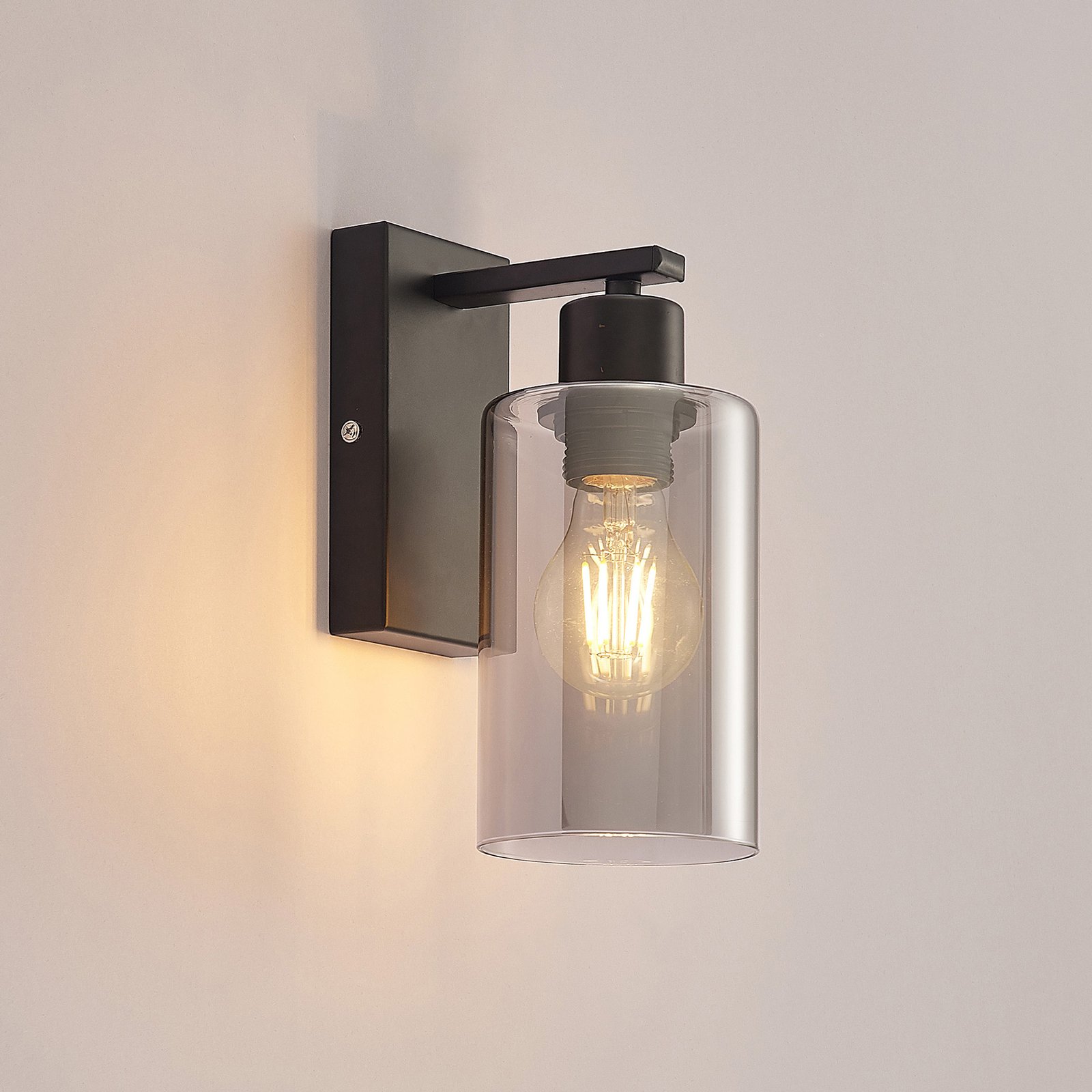 Emavi Wall Lamp Black/Smoke - Lindby