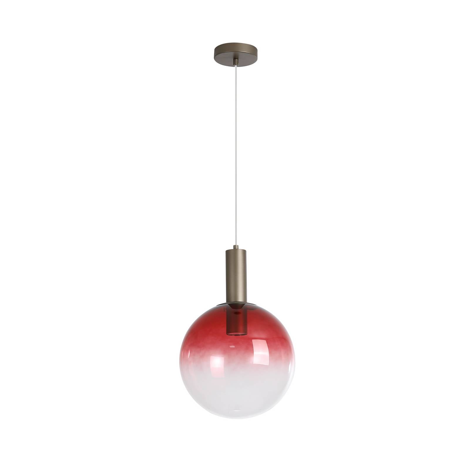 Pendellampe Ombre, Kugel, rot/weiß, Ø 30 cm, Glas