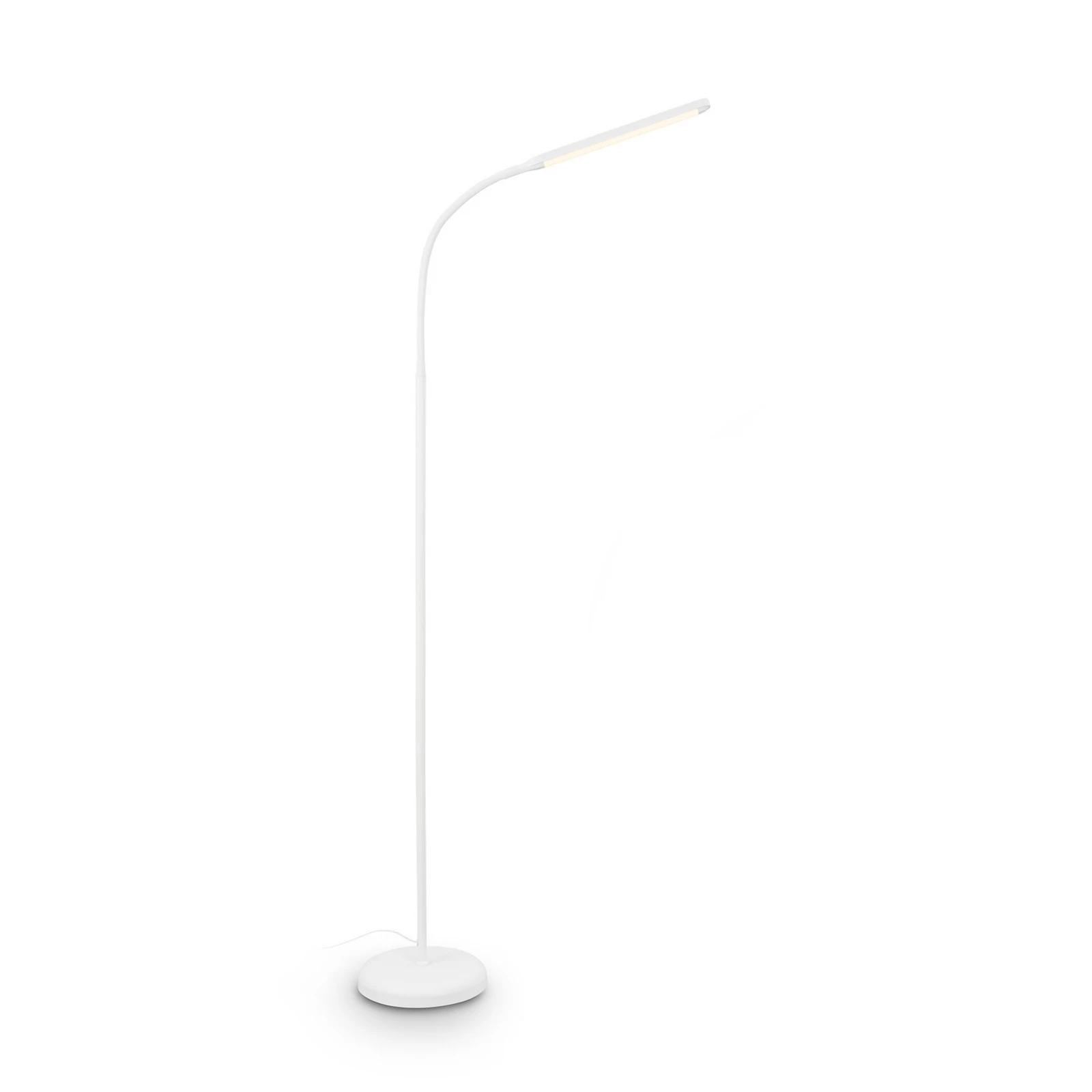 Lámpara de pie LED Mura, blanca, altura 170 cm, metal, regulador táctil