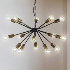Lampada a sospensione Rod Black XV, nera, 15 luci