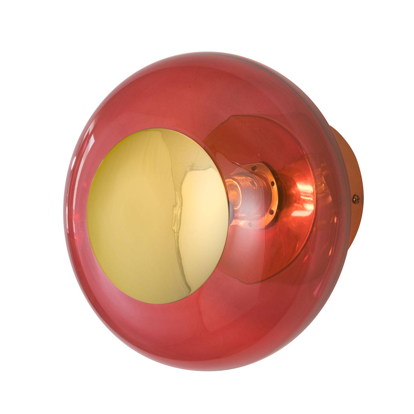 EBB & FLOW Horizon socket gold/red Ø 21 cm, for Living / Dining Room, glass, metal, plastic, E14, 25 W, energy efficiency: A++
