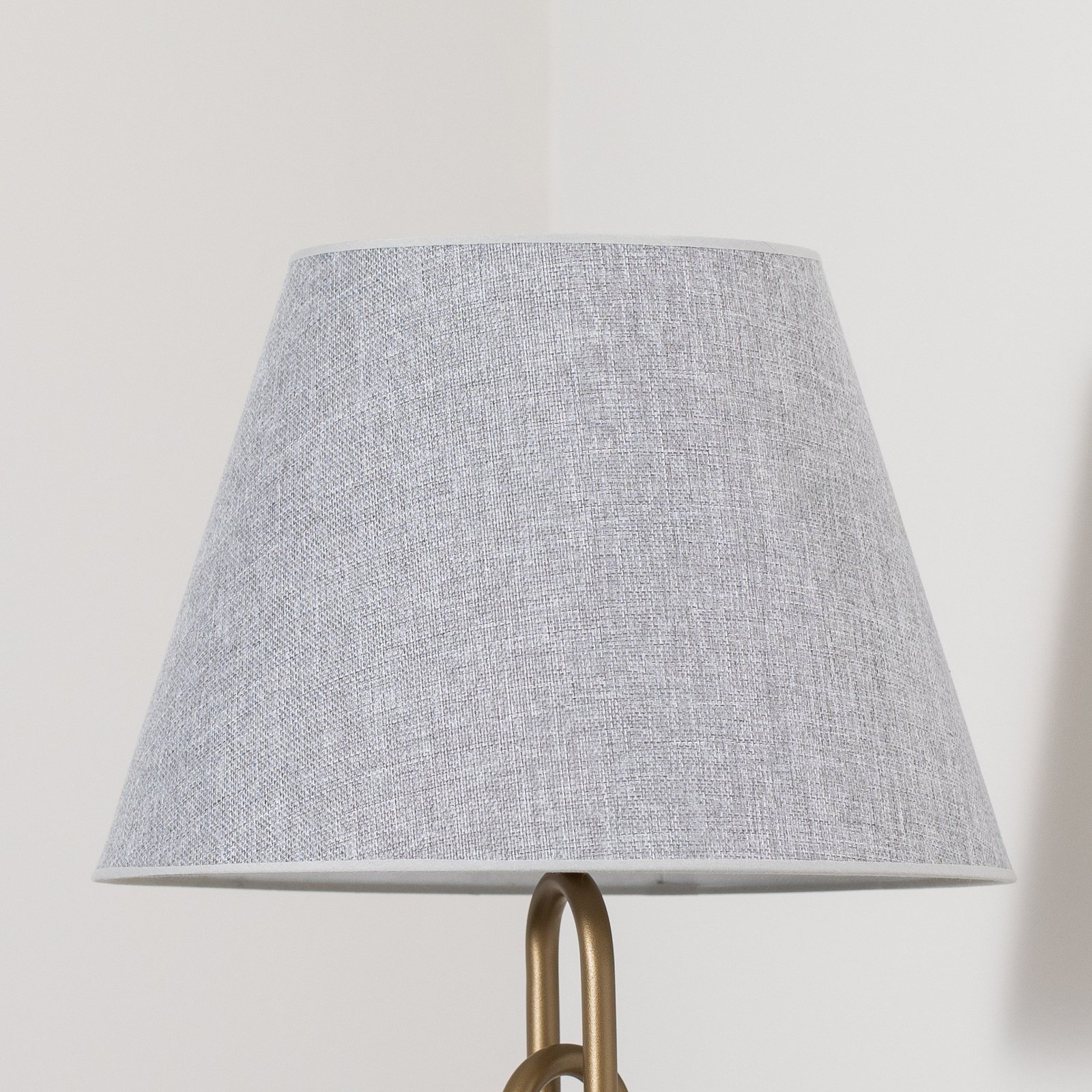 Lampe de table Lazar, gris/or antique, hauteur 65 cm, textile/métal