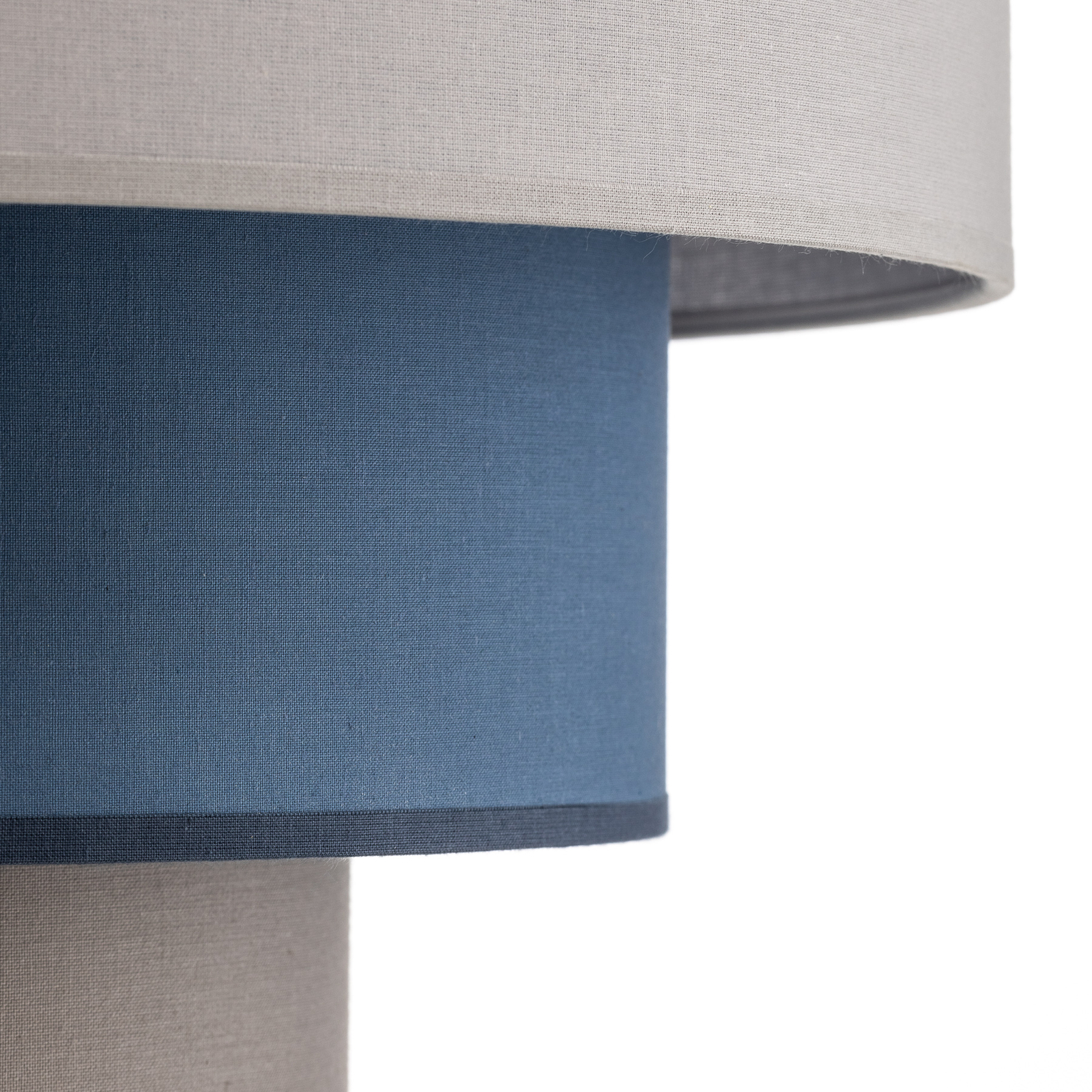 Textilné závesné svetlo Luneta, sivá/navy modrá, Ø45cm