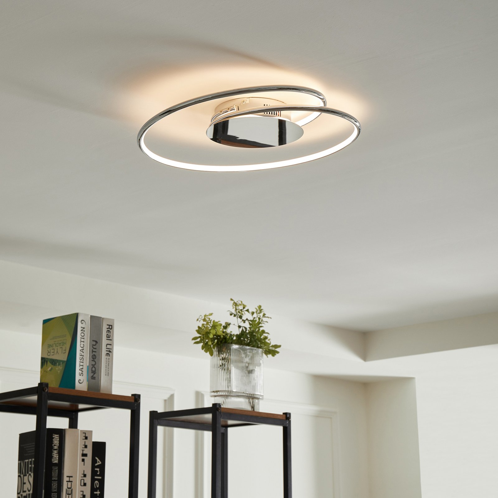 Lindby Joline LED plafondlamp, chroom, 46 cm