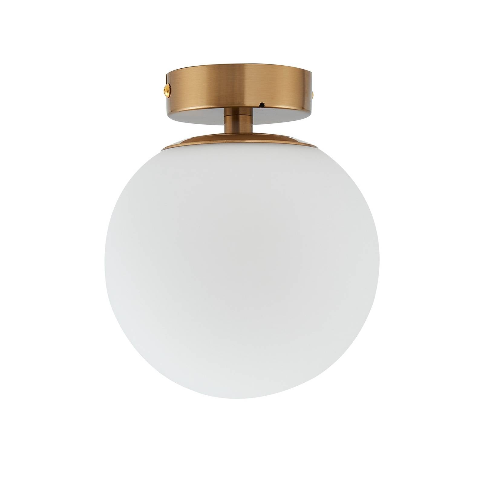 Lucande Deckenlampe Bidolo, messingfarben, Glas, 15 cm, IP44