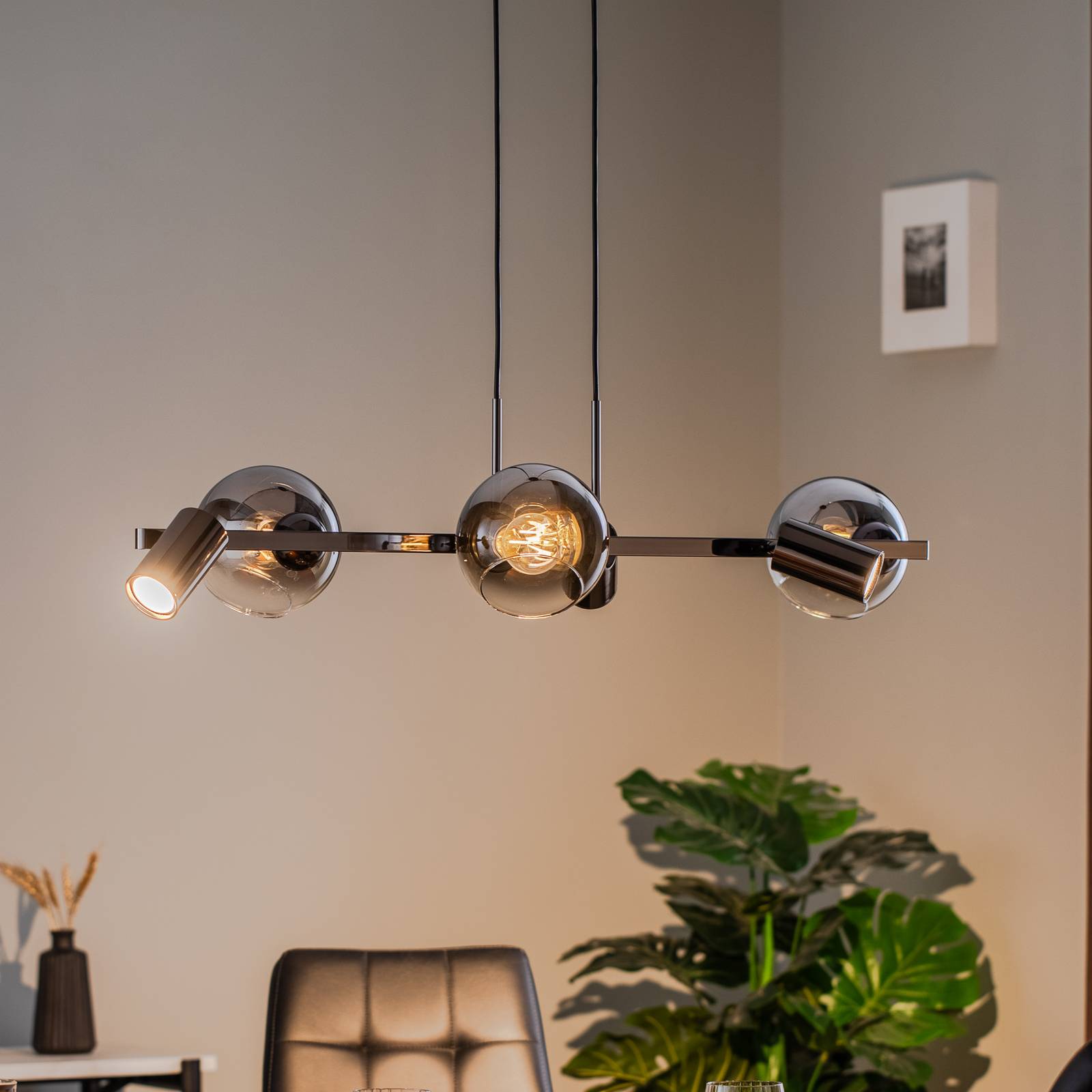 Lucea Suspension Zerde 3+3 noire-chromée à 6 lampes