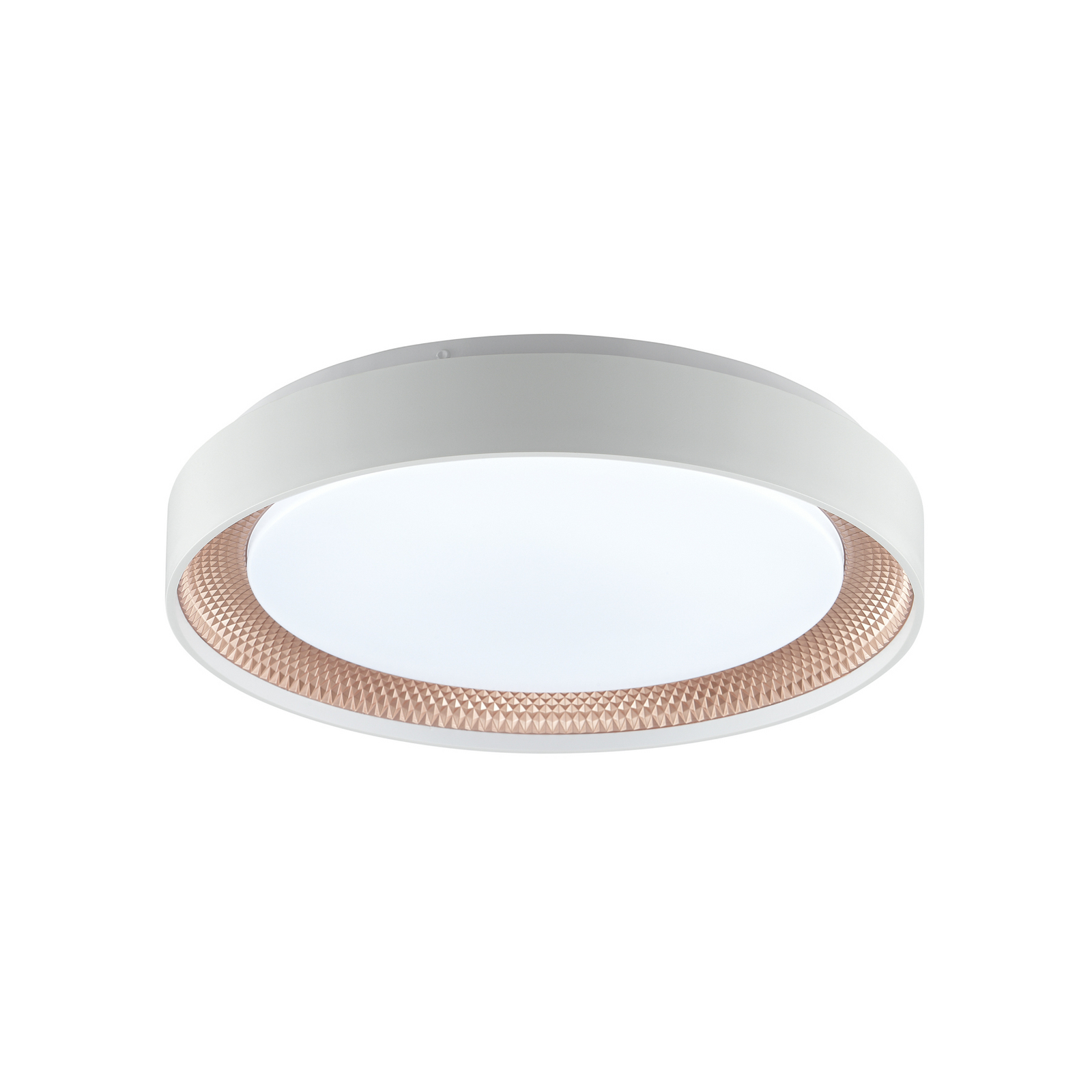 Plafón LED Waldo, blanco/oro rosa, Ø 38,5 cm, CCT, atenuable. Plafón LED Waldo, blanco/oro rosa, Ø 38,5 cm, CCT, atenuable.
