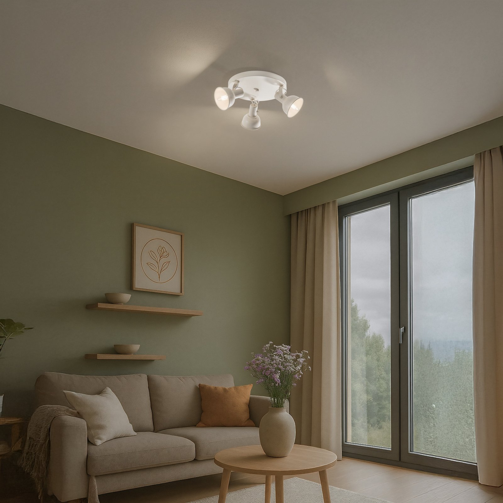 Kattovalaisin Trogir, beige, 3-lamppuinen, teräs, Ø 30 cm