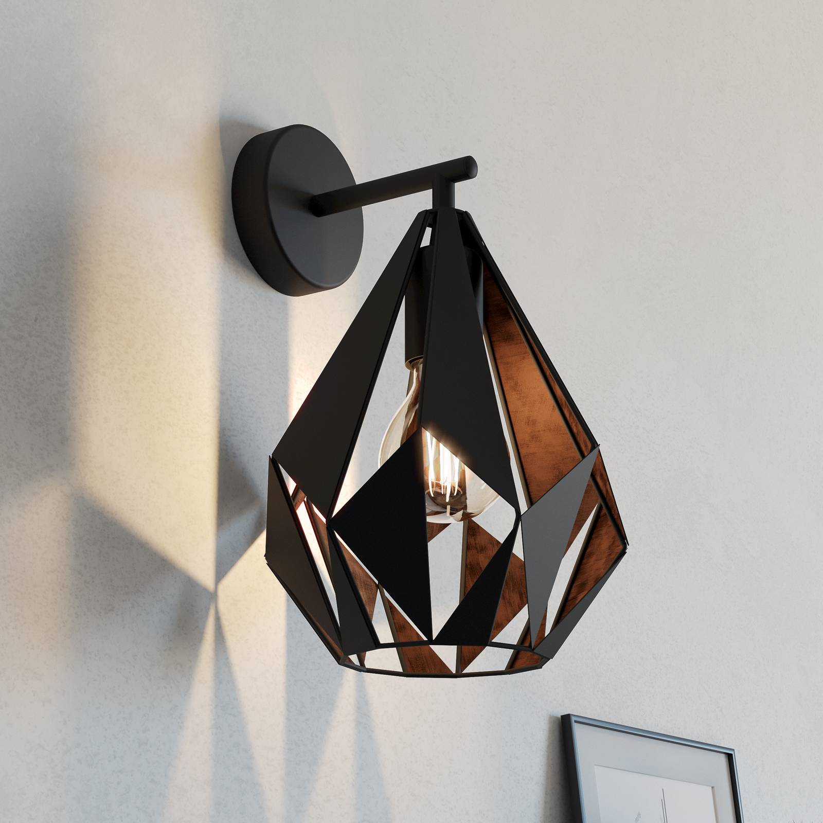 EGLO Applique Carlton, noire/cuivrée