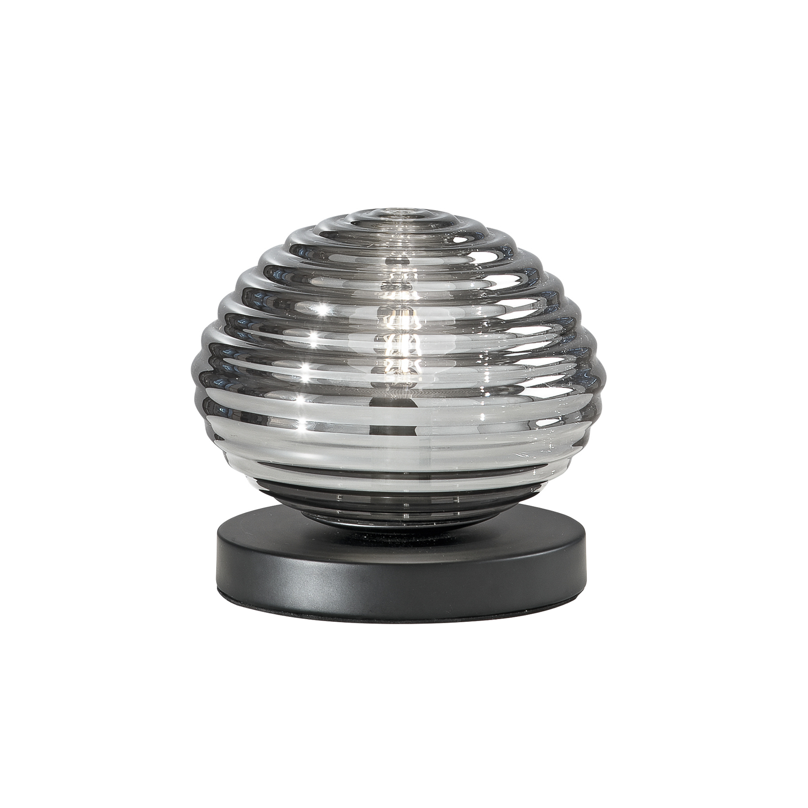 Lámpara de mesa Ripple, negro/gris humo, Ø 18 cm