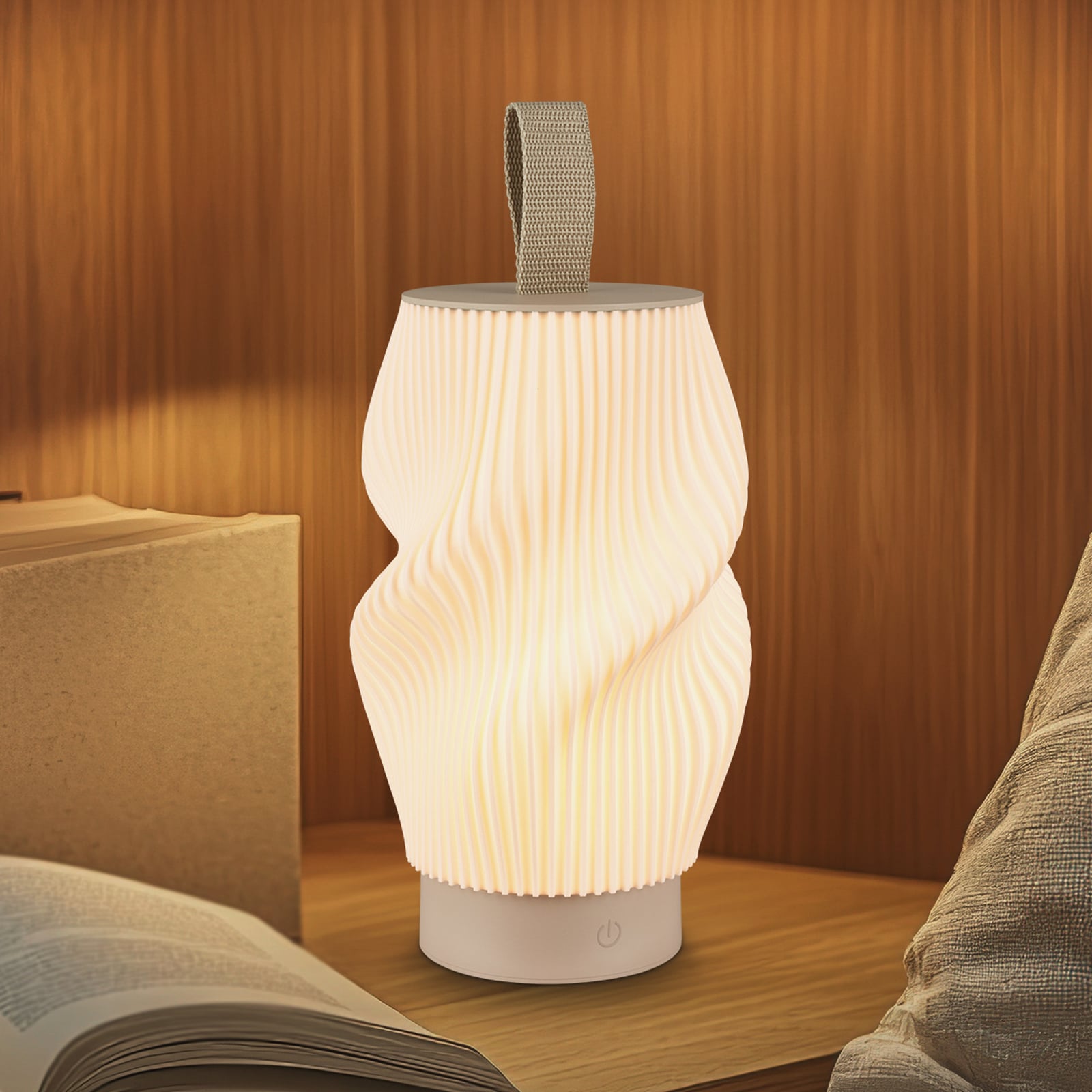 LED-Akku-Tischlampe Brilo unplugged Tubi, beige/weiß, IP44