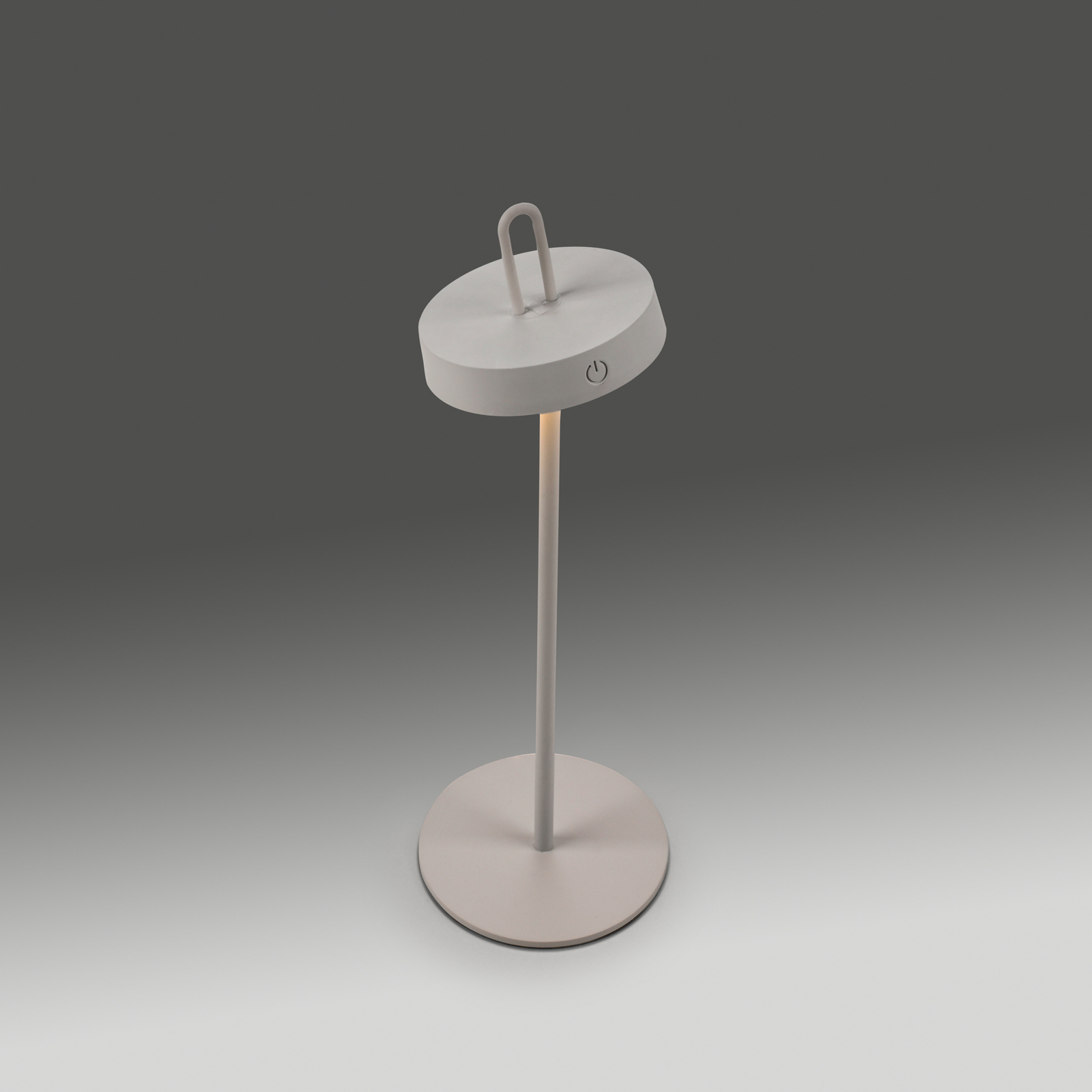 JUST LIGHT. LED įkraunama stalinė lempa "Amag" pilkai smėlio spalvos