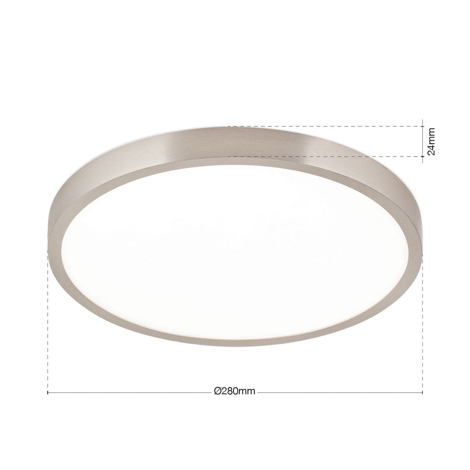 LED ceiling lamp Disc, satin nickel finish, Ø 28 cm, CCT