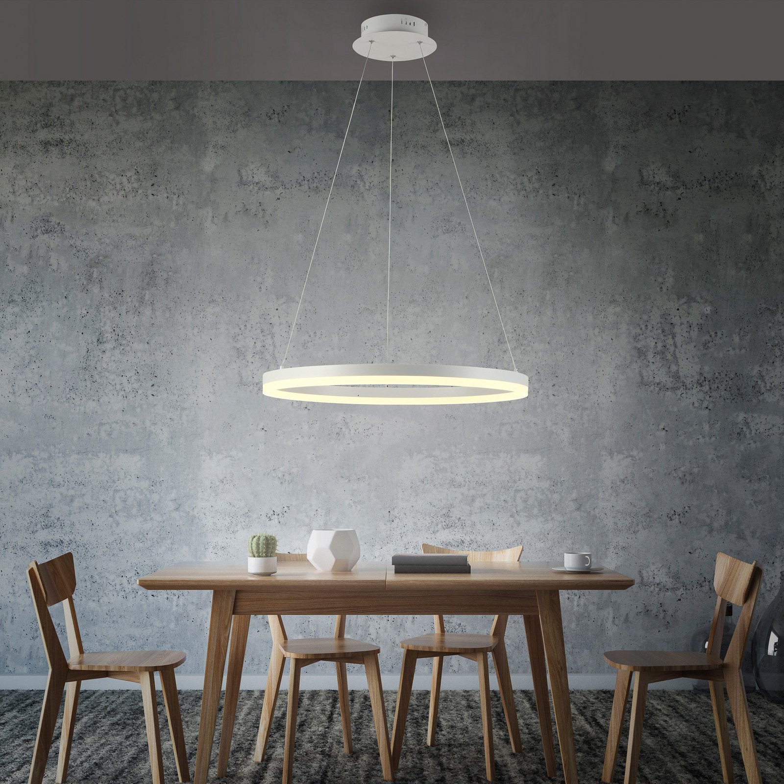 Paul Neuhaus Lampă suspendată LED Titus Ø 60 cm alb dimabil - Camera de zi / sufragerie - modern - Metal