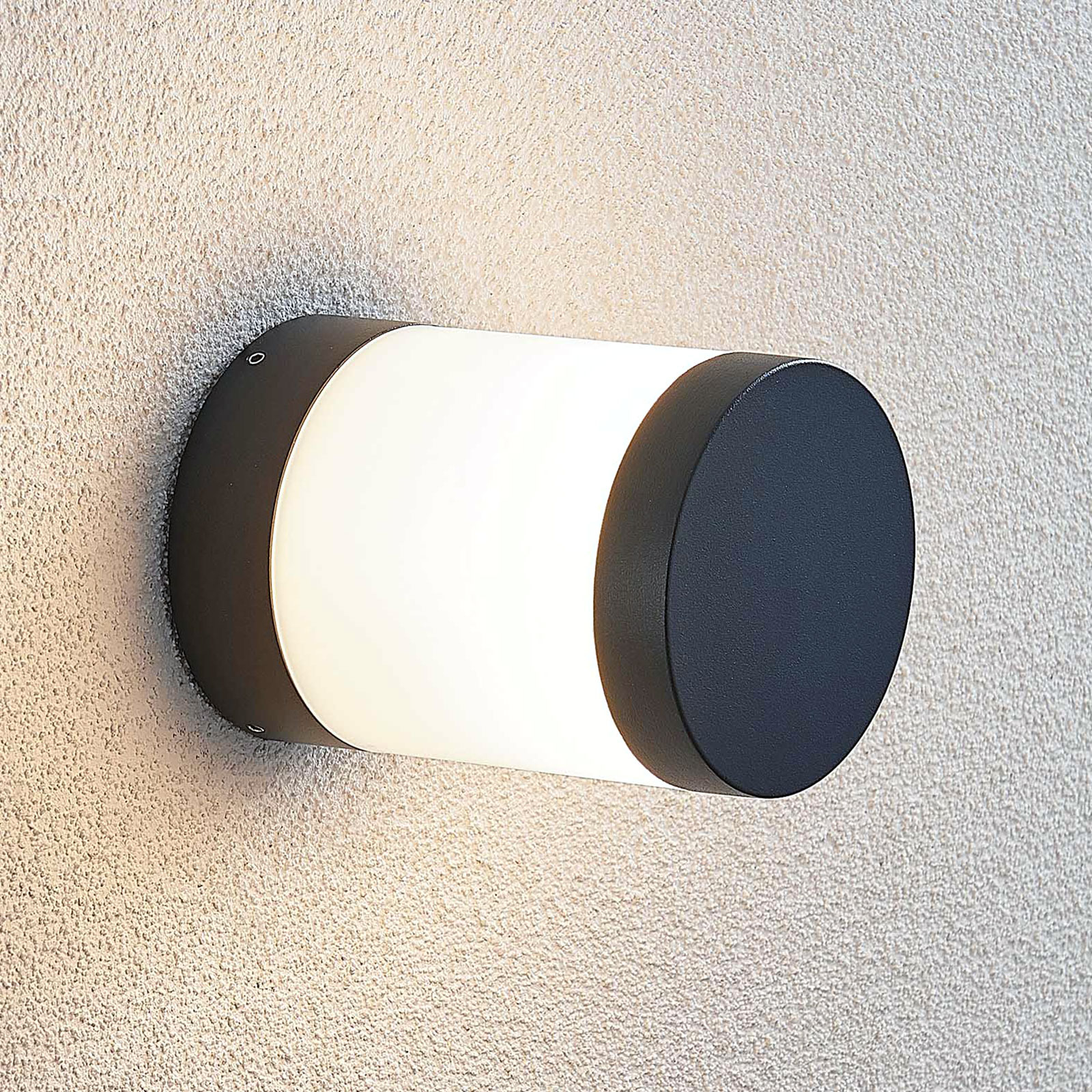 Lindby Nitalia LED pillar light, round, dark grey, die-cast aluminium, polycarbonate, 6.5 W, energy efficiency: A+