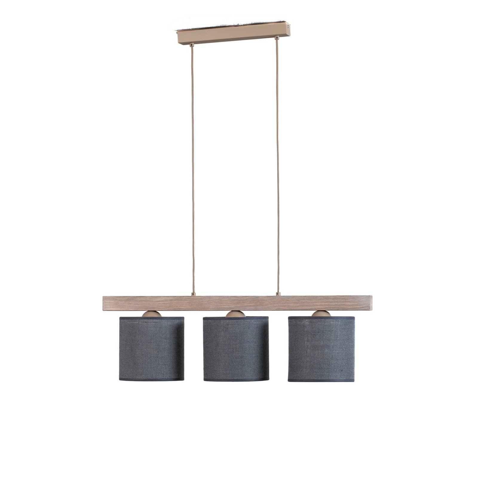 Suspension Forest, à 3 lampes, bois clair, jute gris