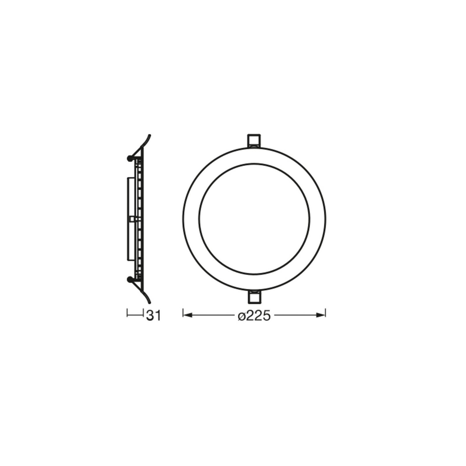 OSRAM LED-Deckeneinbauleuchte SLIM, Ø 23 cm, 6.500 K, weiß