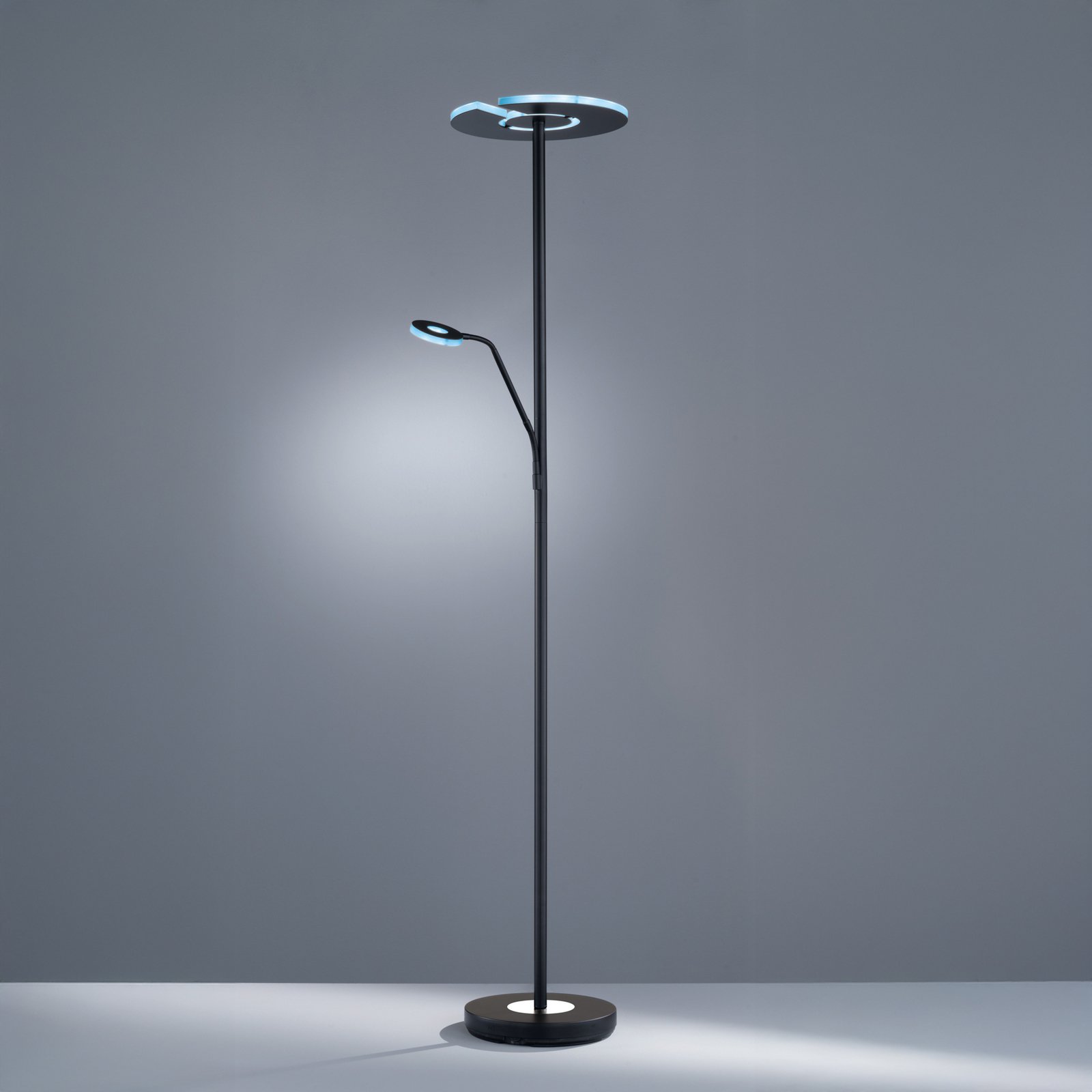 LED-gulvlampe Dent, svart, 180 cm, CCT, 2 lyskilder LED-gulvlampe Dent, svart, 180 cm, CCT, 2 lyskilder