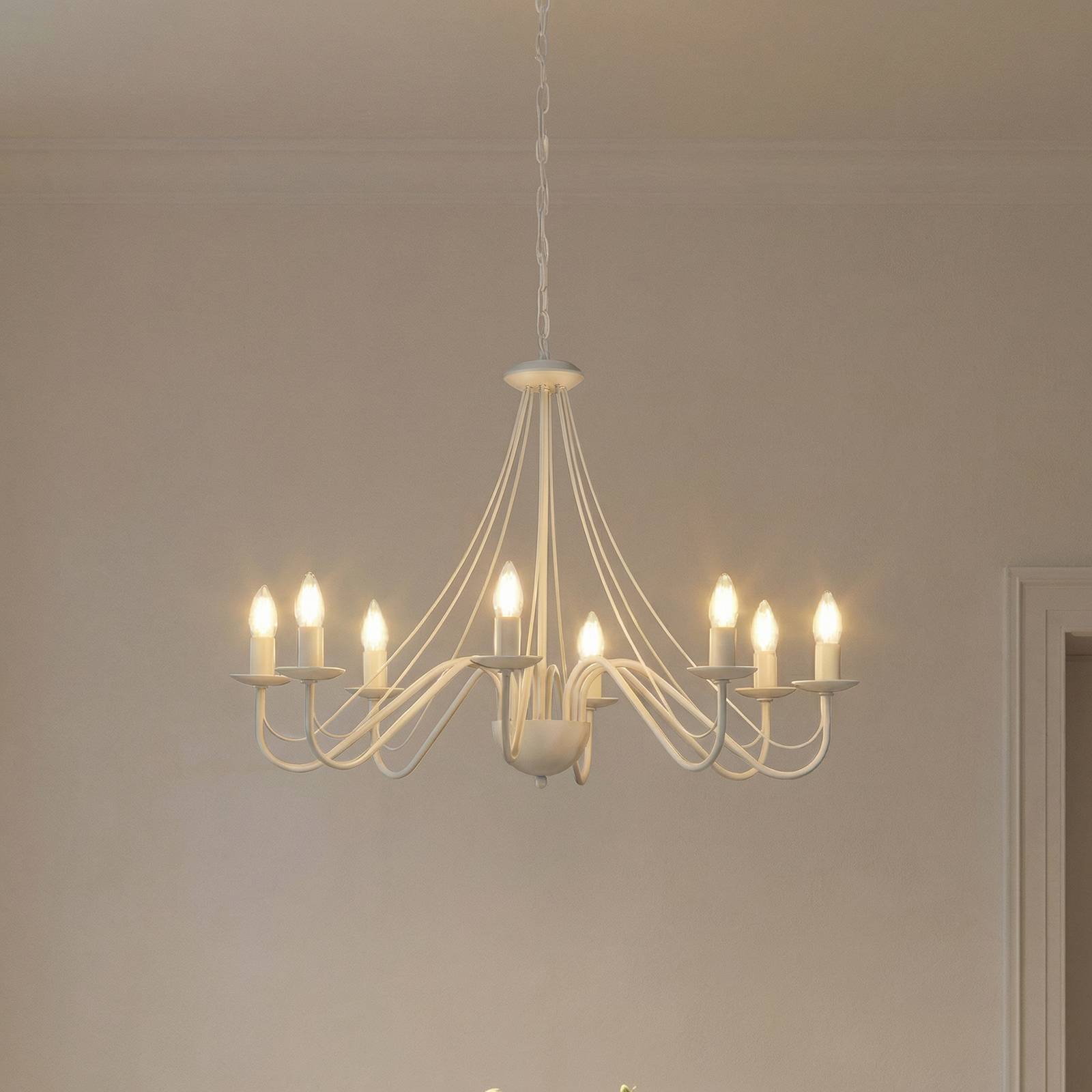 HELAM Ljuskrona Malbo, vit, metall, 8 lampor, E14