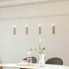 Lucande LED rippvalgusti Nojus, 4-valgusti, puit, üles/alla, 95 cm