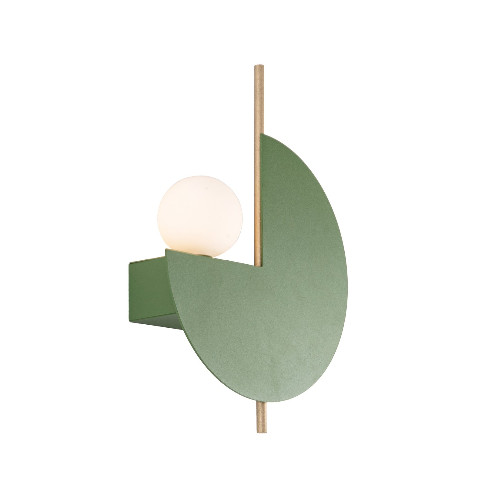 Wall light 22203, olive green, metal, opal glass, Ø 26 cm, G9