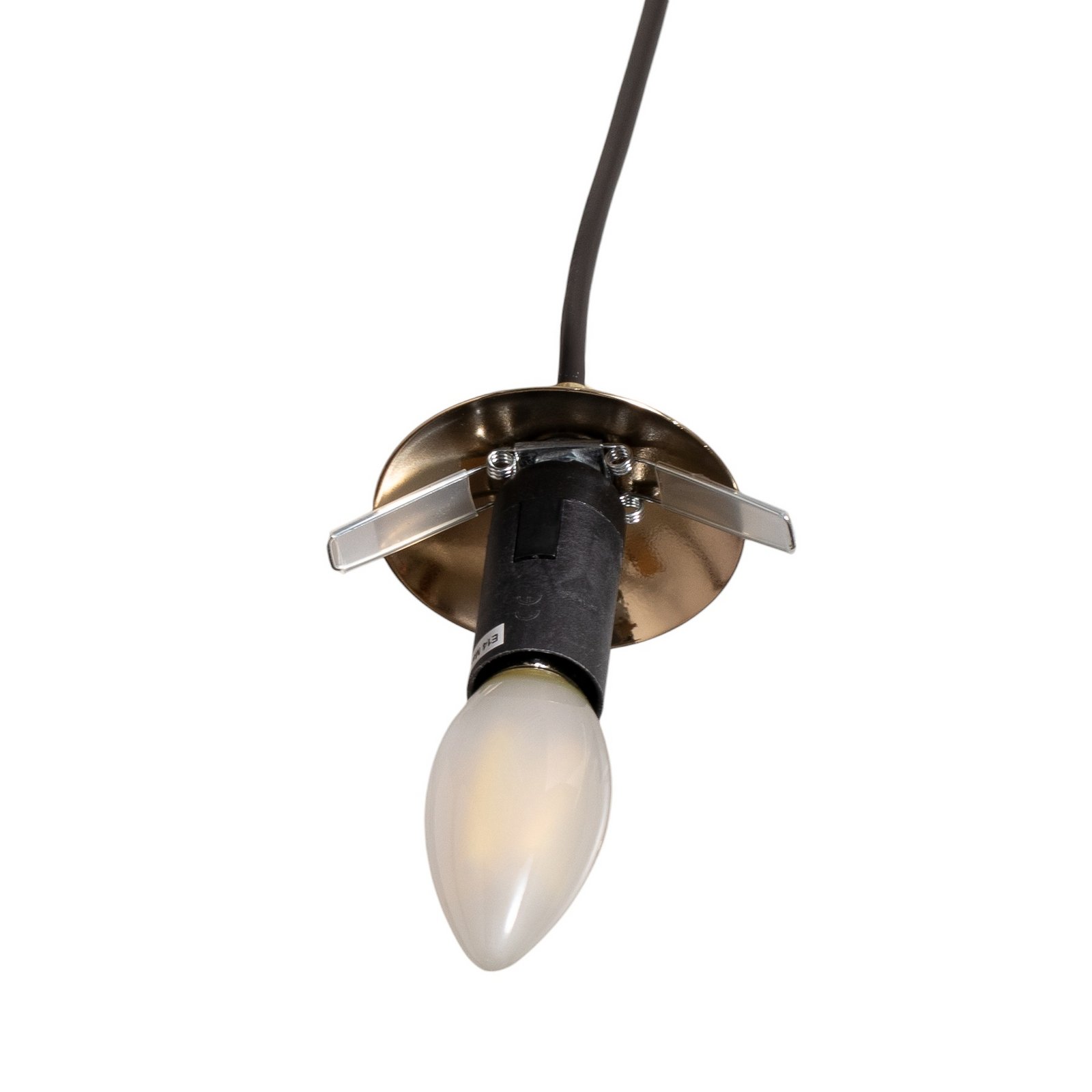 Glassy pendant light, 4-bulb, round, black/opal