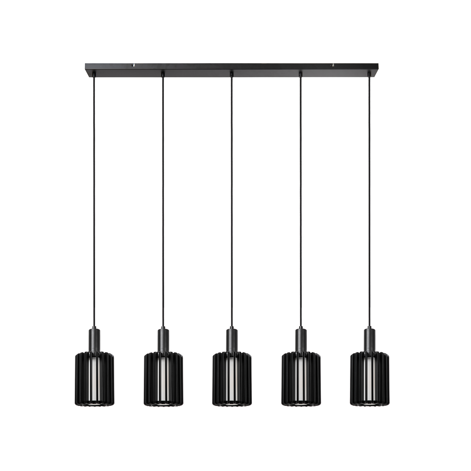 Lampa suspendată Lambres, negru Lungime 164 cm Sticlă/metal 5 becuri.