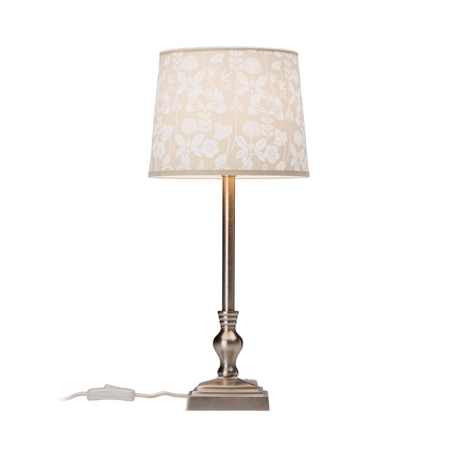 Image of PR Home Lisa lampe table chromé mat/beige fleuri 7330976136940