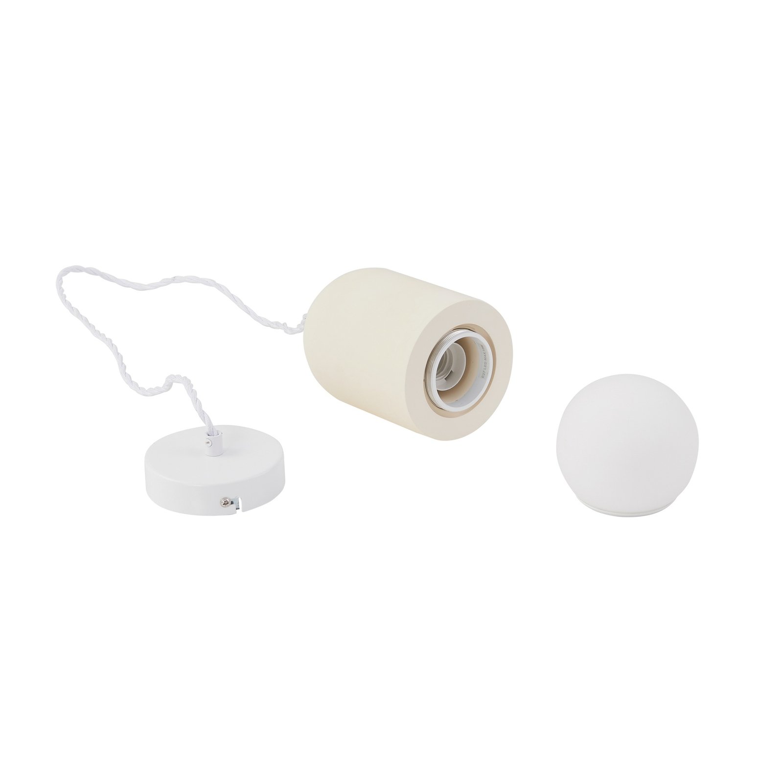 Lindby pendellampe Nielson, Ø 11cm, beige, gips