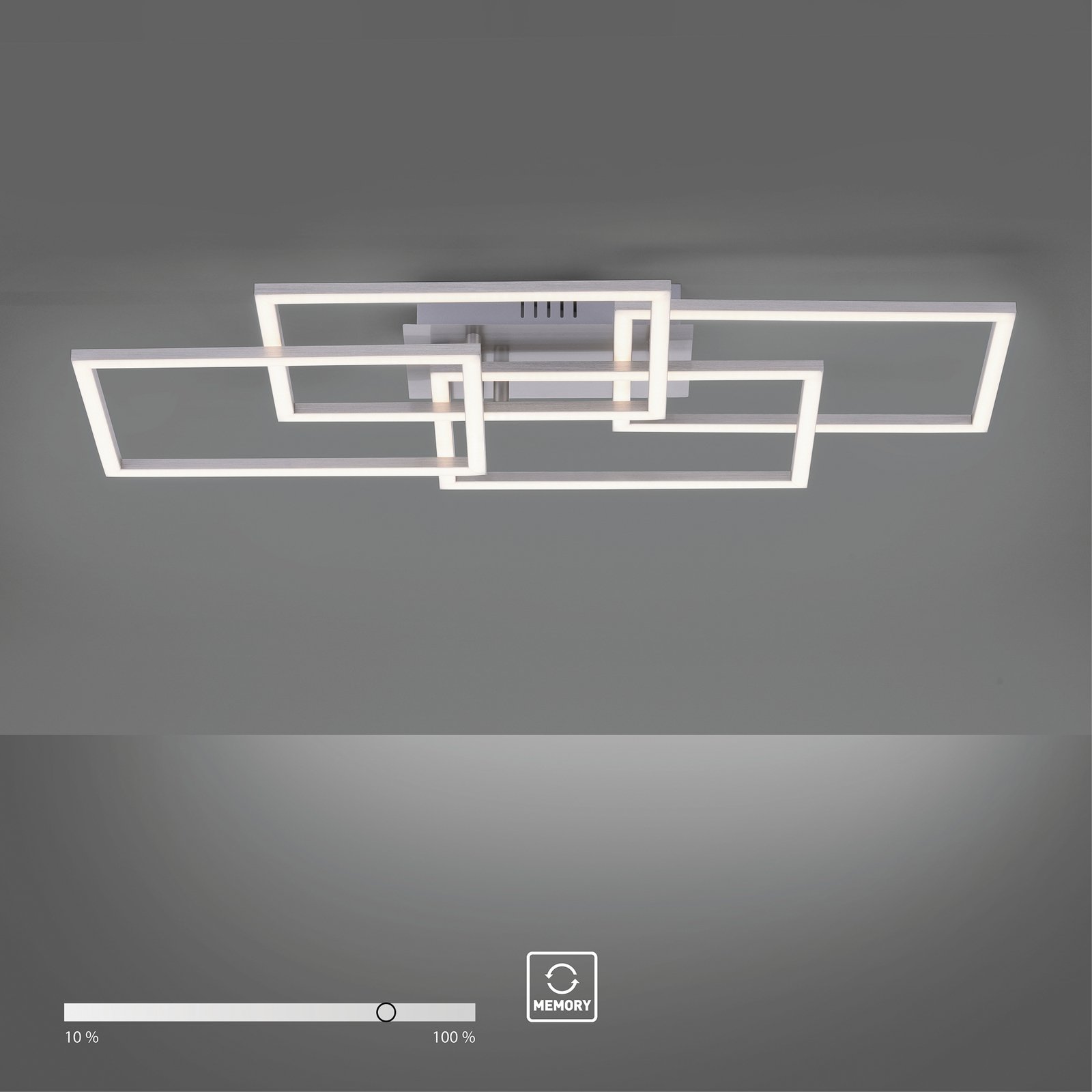 Φωτιστικό οροφής LED Iven, αμυδρό, ατσάλι, 70x34.5cm