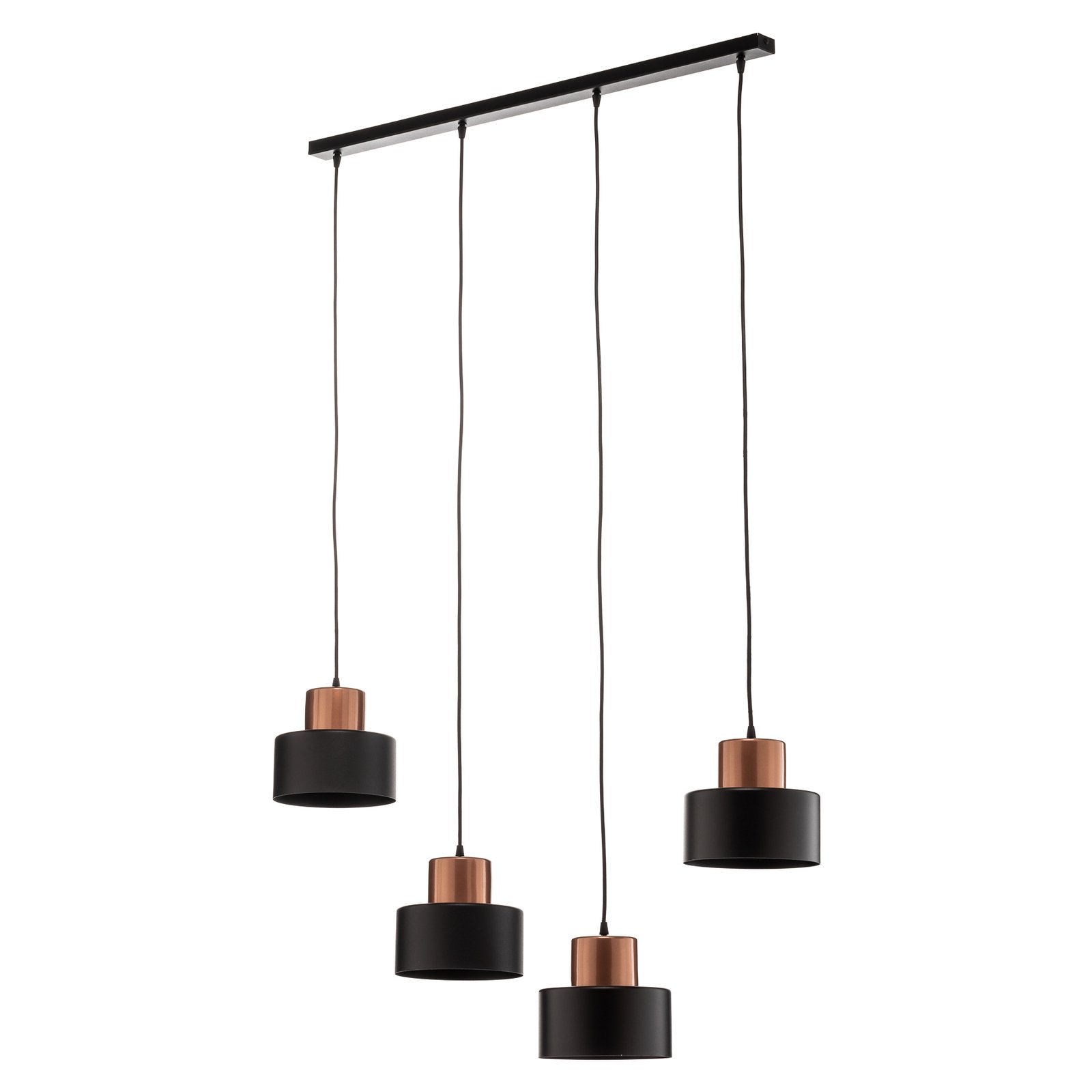Olla pendant lamp in black/copper, four-bulb