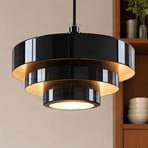 Żyrandol Lindby Tivra, czarna z połyskiem, Ø 35 cm, metal