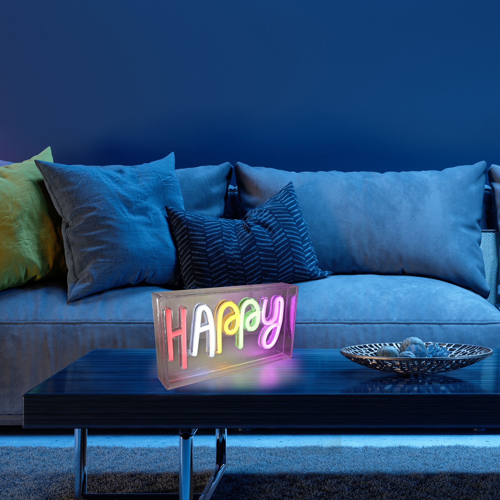Neon Happy LED table lamp, USB