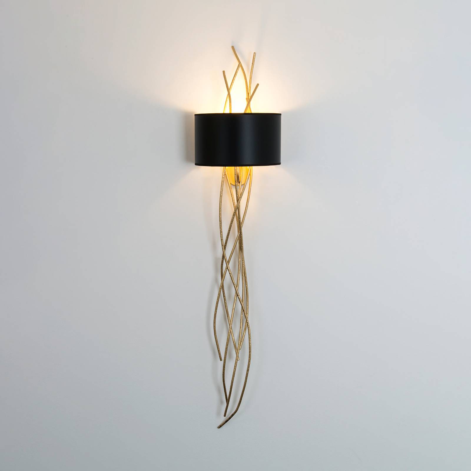 Holländer elba lungo fali lámpa, arany/fekete, magasság 144 cm, vas
