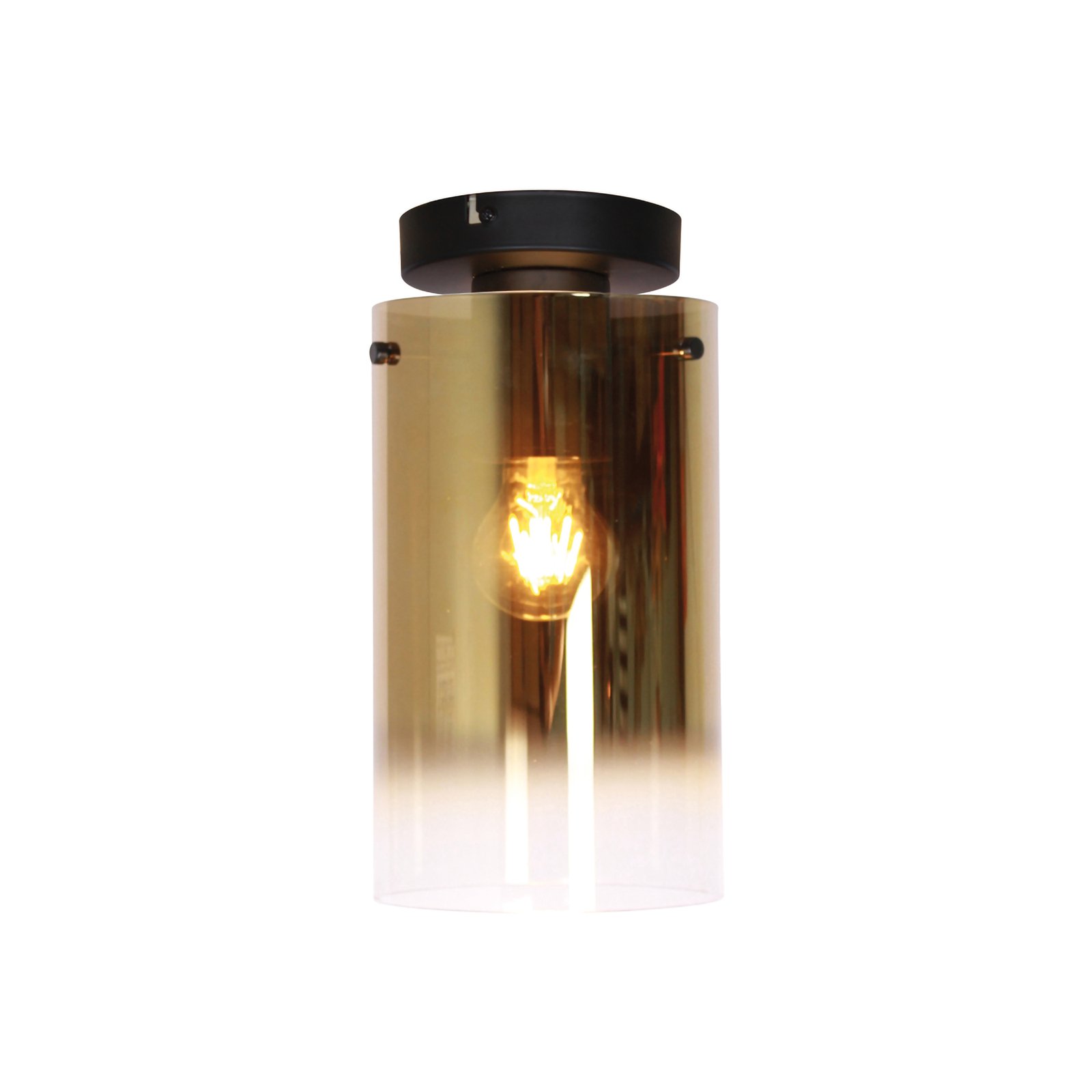 Лампа за таван Ventotto, черна/златна, Ø 15 cm, стъкло