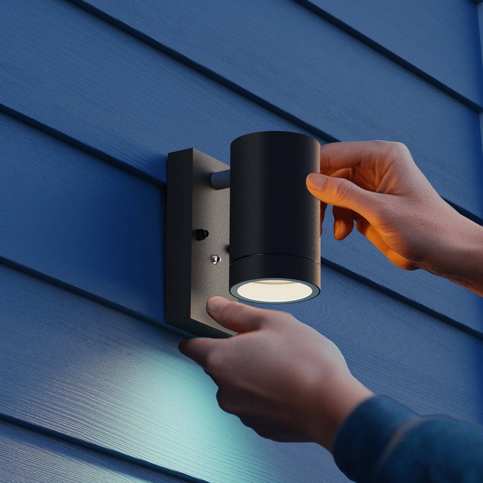 Calex Alba GU10 outdoor wall light, downlight, black, sensor