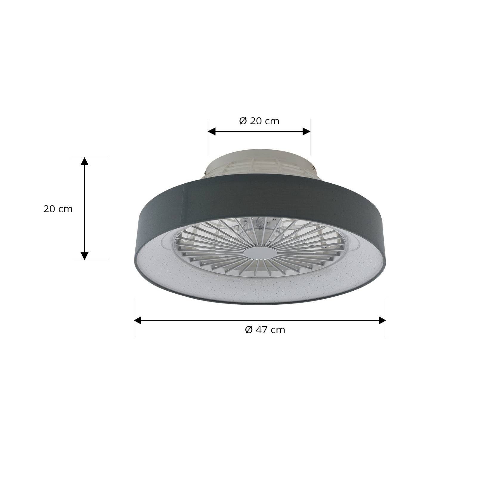 Wentylator sufitowy LED Mace, szary, cichy, CCT