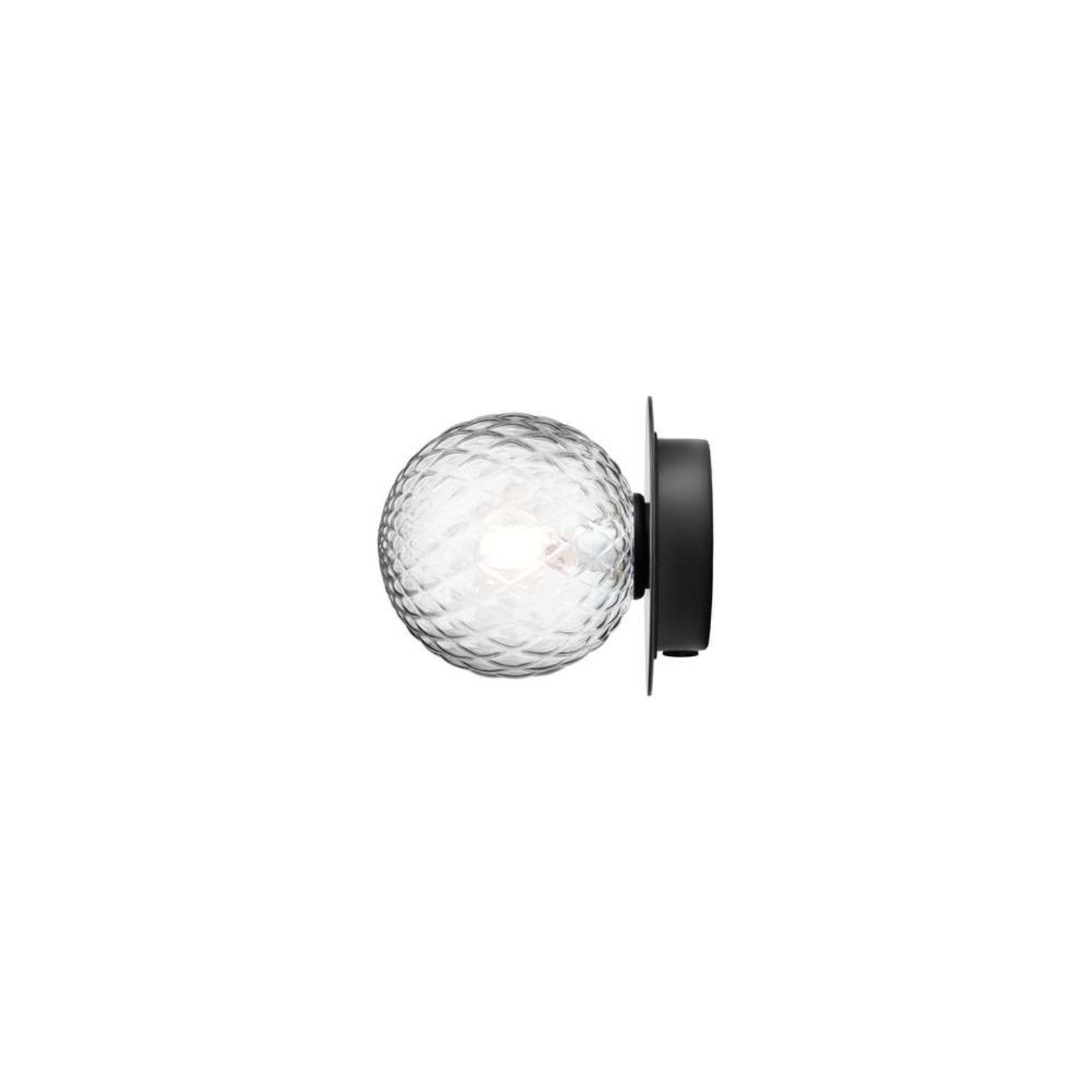Nuura wandlamp Liila 1, Ø 14 cm, IP44, zwart/helder