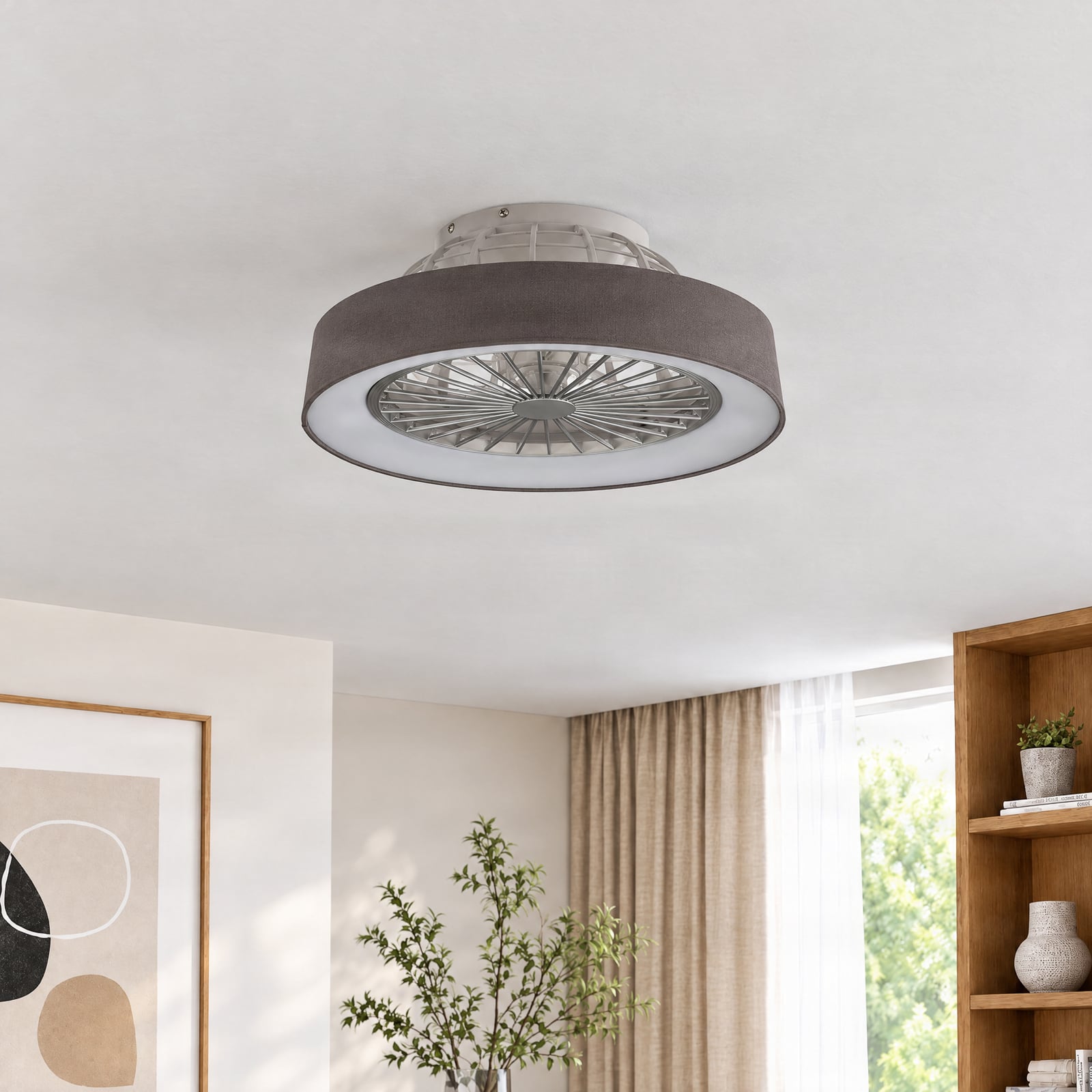 Mace LED-loftventilator, grå, støjsvag, DC, Ø 48 cm, CCT – Lindby Mace LED-loftventilator, grå, støjsvag, DC, Ø 48 cm, CCT – Lindby