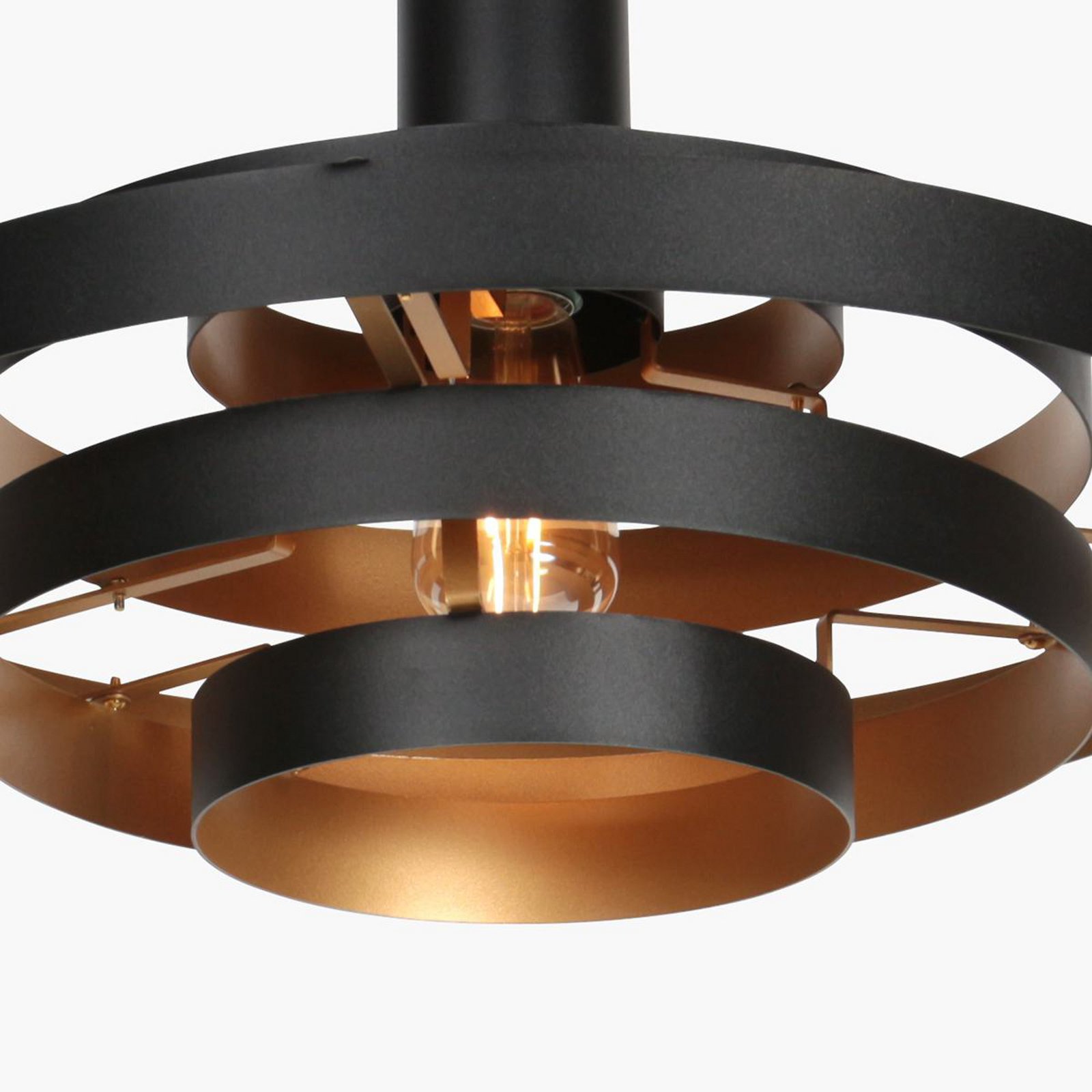 Halo Cirque pendant light, black, metal, Ø 50 cm, E27