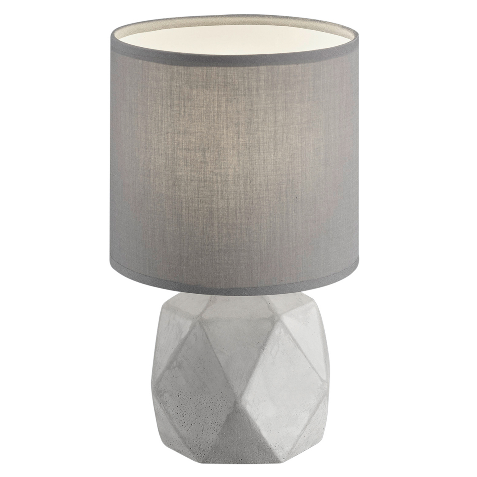 Reality Leuchten Soft grey table lamp Pike, for Living / Dining Room, concrete, fabric, E14, 40 W, energy efficiency: A++, H: 28 cm