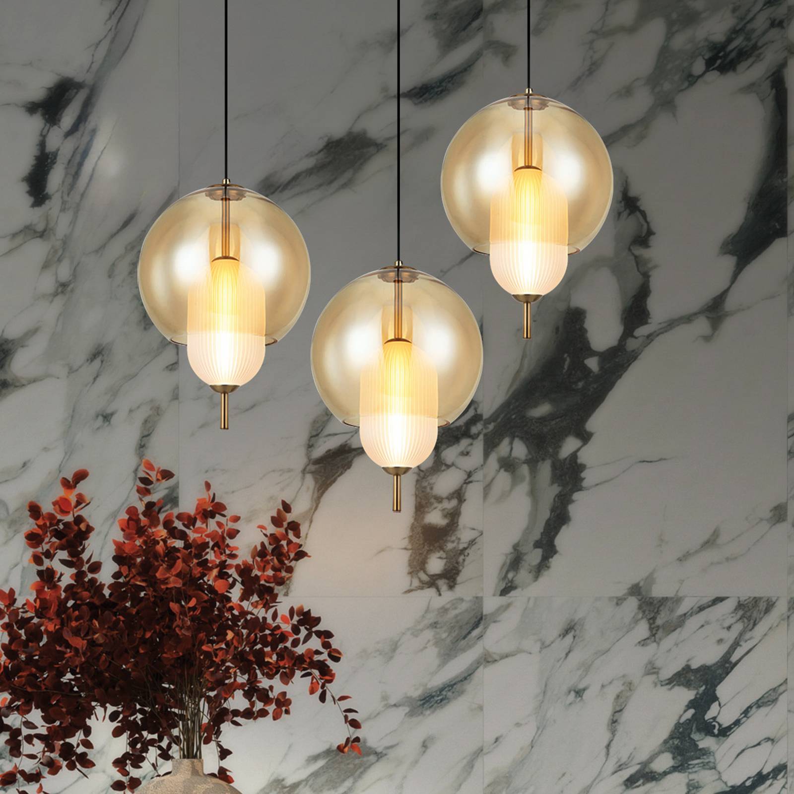 LED-Pendellampe Adol, rauchgrau, Ø 25 cm, Glas günstig online kaufen