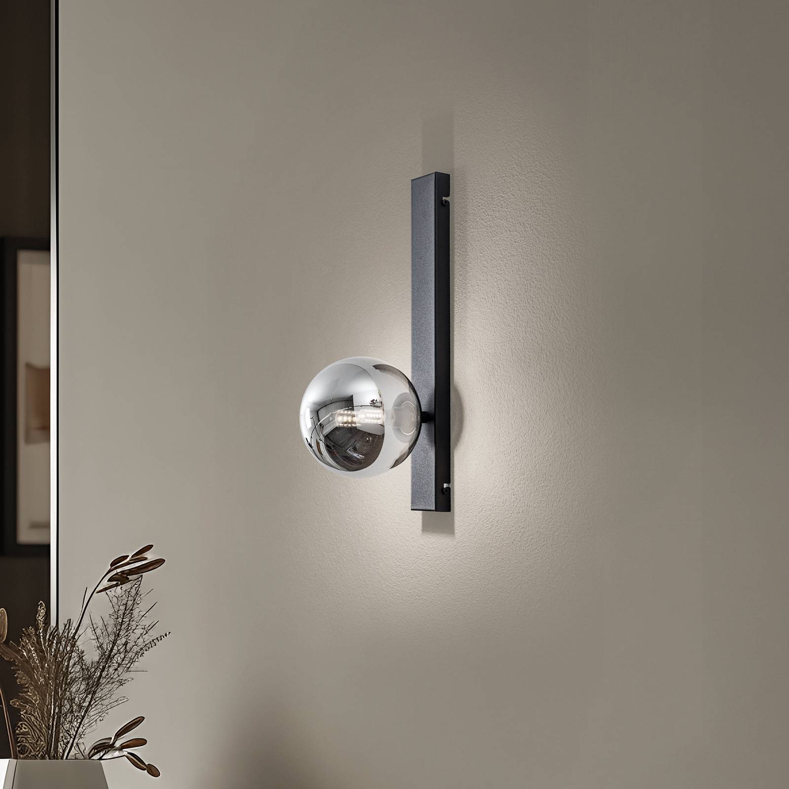 Wandleuchte Rumba, schwarz/rauchgrau, Glas/Metall Höhe 40 cm günstig online kaufen