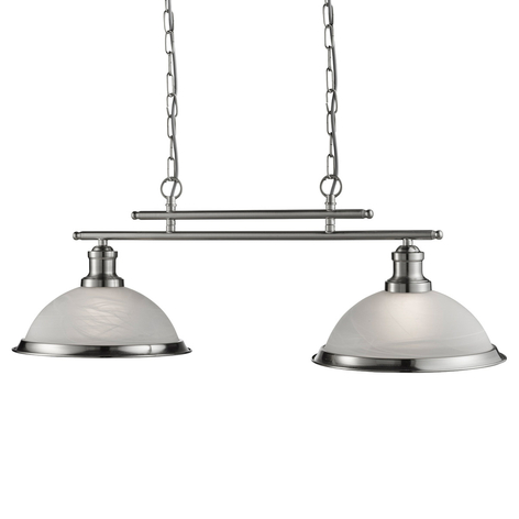 Glazen hanglamp Bistro, 2-lamps, zilver