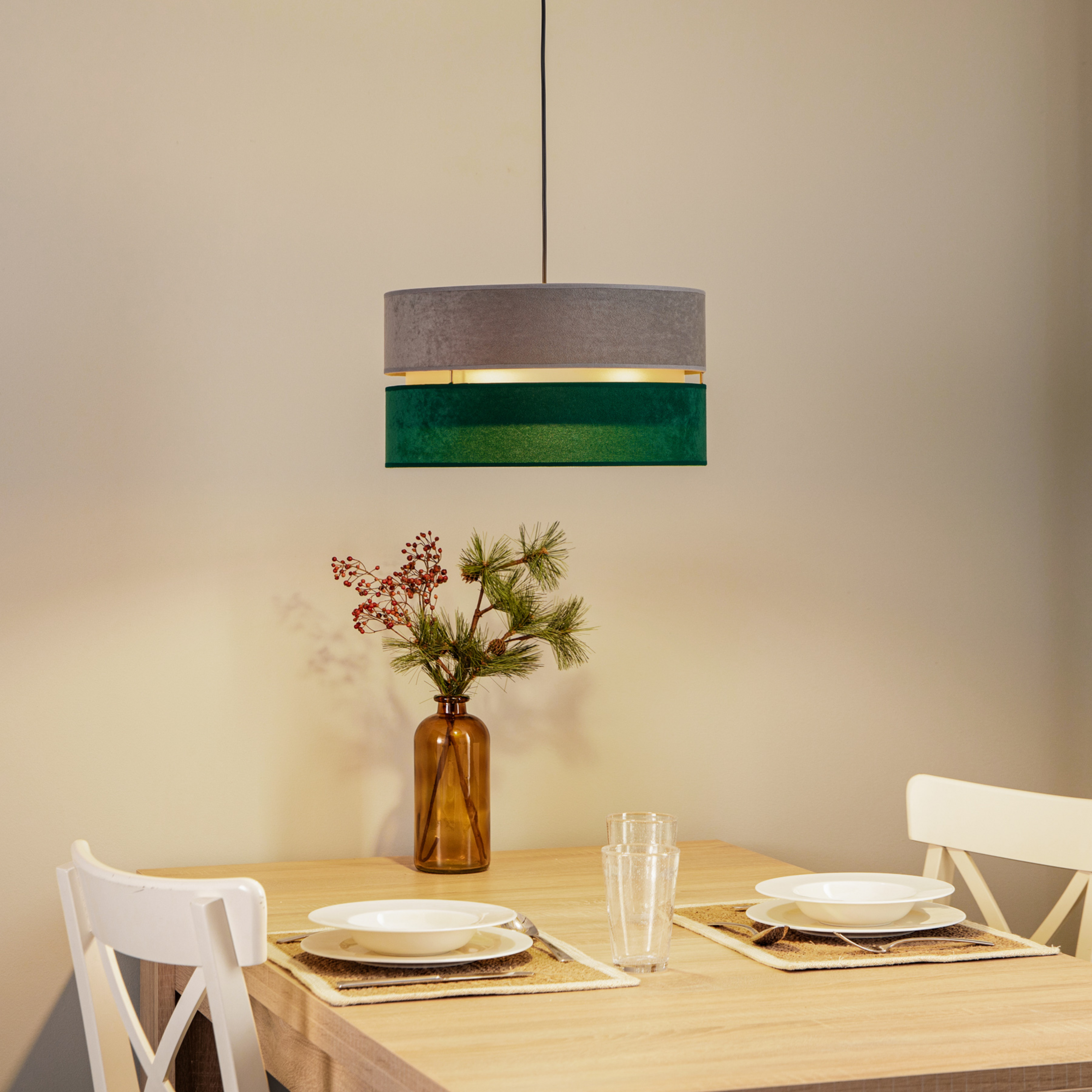 Suspension Golden Duo gris/vert foncé/doré