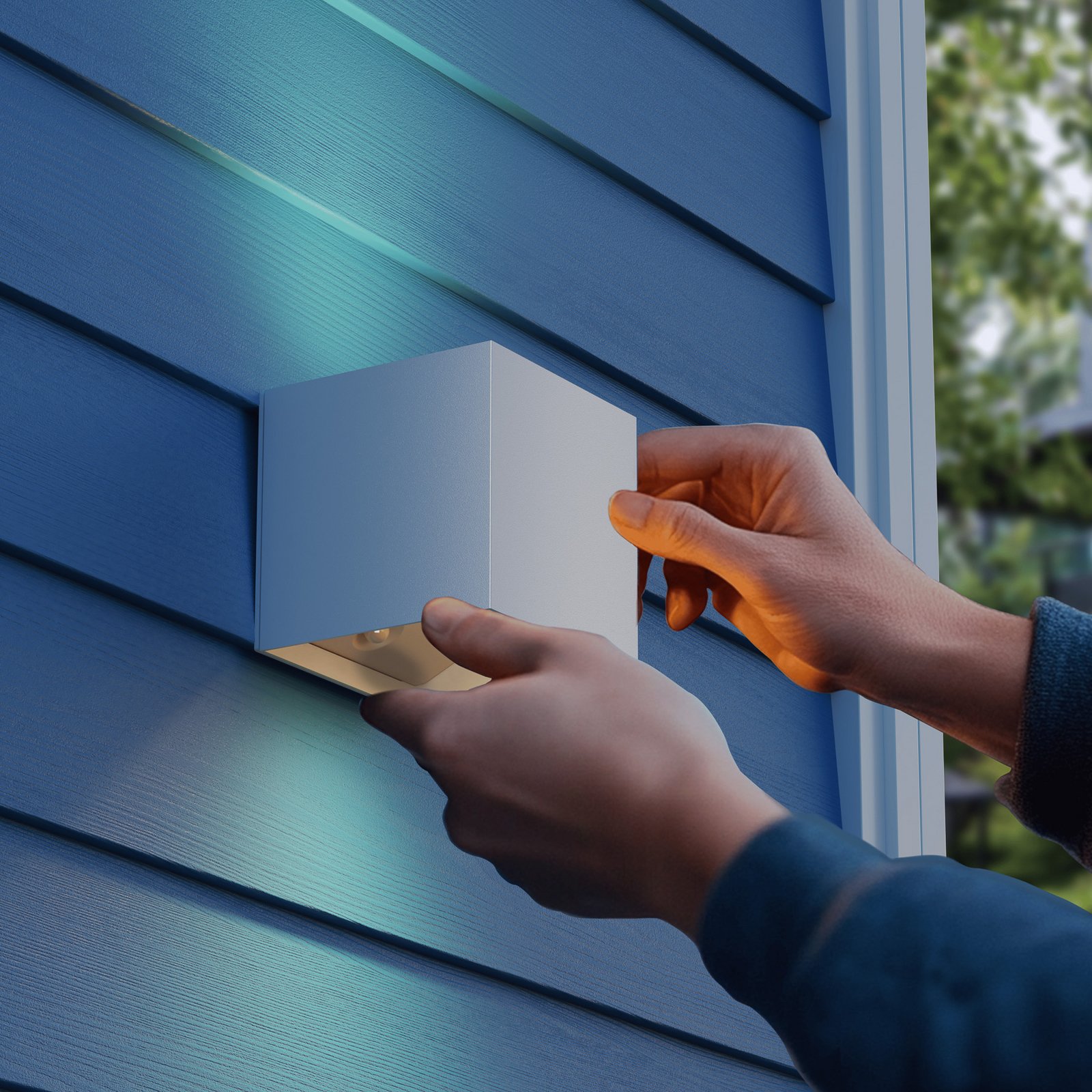 Calex LED-Akku-Sensor-Außenwandlampe Volterra, weiß, IP44