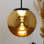 LED pendant light Altaïr, gold-coloured, Ø 15 cm, glass, 3,000 K