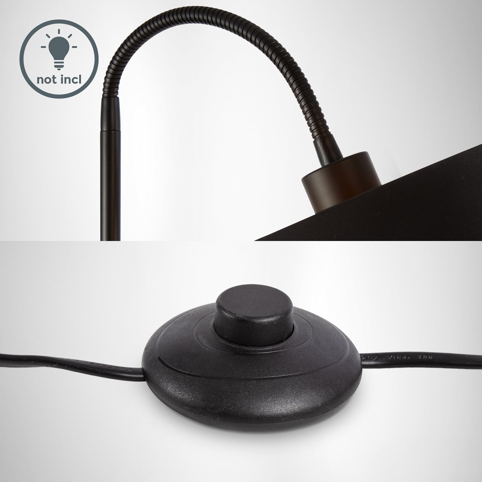 Lampadar Kari, curbat, negru/auriu, textil, E27